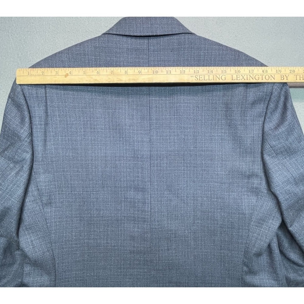 Ralph Lauren Silk Blazer Jacket 46R Wool Blue Plaid Single Breasted Vented EUC - Picture 13 of 14
